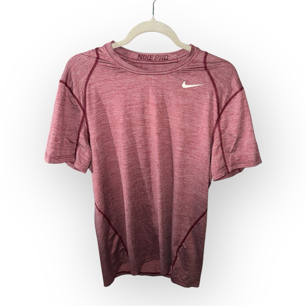 Nike PRO Dri Fit Mens Shirt size L Fitted Blushed Red Sport Outdoor Athletic